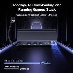8-in-1 Docking Station with 65W PD Charger for ASUS ROG Ally X/Valve Steam Deck OLED/Lenovo Legion Go/MSI Claw, ROG Alloy/Stream Deck Dock Hub with HDMI 4K@120Hz, 1Gbps Ethernet, 3*USB-A 3.0