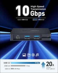 8-in-1 Portable 40Gbps USB4 Hub (USB 4 Dock) Dual DisplayPort 4K@60Hz, Single DisplayPort 8K@60Hz, 100W PD, Gigabit Ethernet, Compatible with Thunderbolt 4 for XPS, Surface Pro, iPad Pro