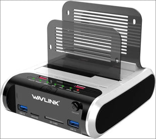 8-in-1 USB 3.0 to SATA I/II/III Dual Bay External Hard Drive Docking Station for 2.5"/3.5" HDD/SSD Support Offline Clone/UASP, with USB 3.0 Ports,