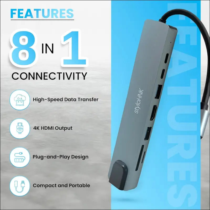 8-in-1 USB-C Docking Station – Dual Monitor Laptop Docking Station with HDMI, USB Hub, USB-C Dock Adapter, USB Dock for Laptops