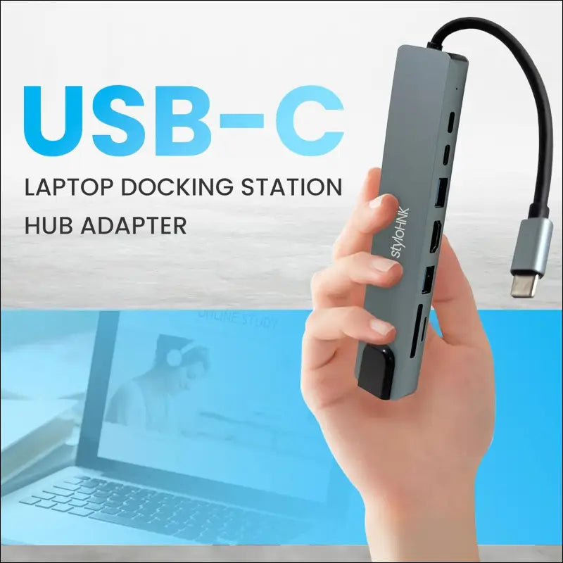 8-in-1 USB-C Docking Station – Dual Monitor Laptop Docking Station with HDMI, USB Hub, USB-C Dock Adapter, USB Dock for Laptops