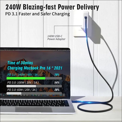 80Gbps Thunderbolt 5 Compatible Cable with up to 120Gbps Bandwidth Amplification and 240W Charging Power Compatible with Thunderbolt 4, USB 4 and USB-C (2M)