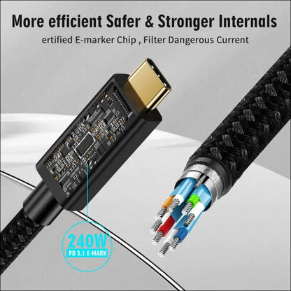 80Gbps Thunderbolt 5 Compatible Cable with up to 120Gbps Bandwidth Amplification and 240W Charging Power Compatible with Thunderbolt 4, USB 4 and USB-C (2M)