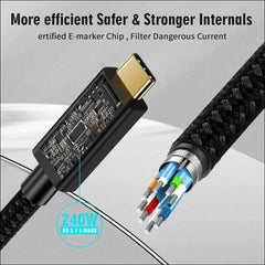 80Gbps Thunderbolt 5 Compatible Cable with up to 120Gbps Bandwidth Amplification and 240W Charging Power Compatible with Thunderbolt 4, USB 4 and USB-C (1M)