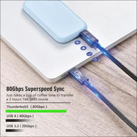 80Gbps Thunderbolt 5 Compatible Cable with up to 120Gbps Bandwidth Amplification and 240W Charging Power Compatible with Thunderbolt 4, USB 4 and USB-C (2M)