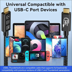 80Gbps Thunderbolt 5 Compatible Cable with up to 120Gbps Bandwidth Amplification and 240W Charging Power Compatible with Thunderbolt 4, USB 4 and USB-C (1M)
