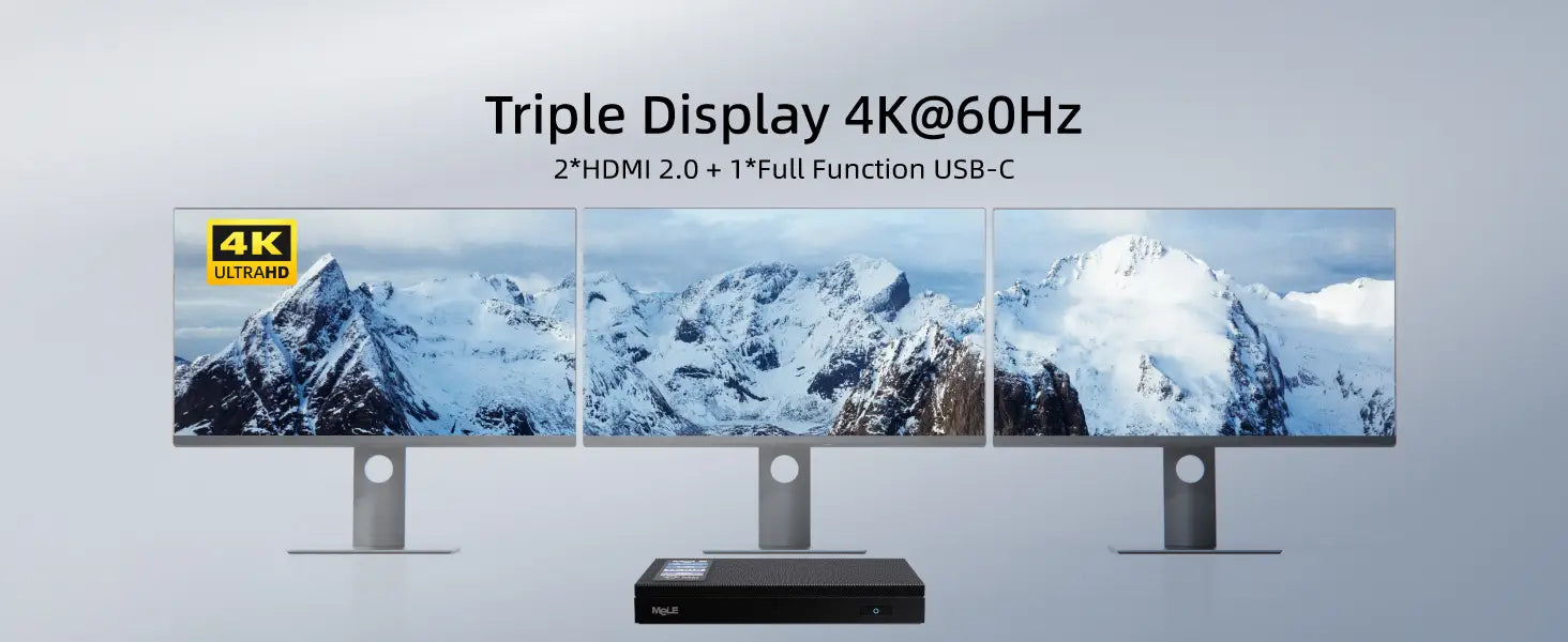 MeLE Mini PC Quieter 4C - 12th Gen N100 Fanless 16GB RAM 512GB ROM 2.4/5G Wi-Fi Full-Functional USB-C 4K Triple Display