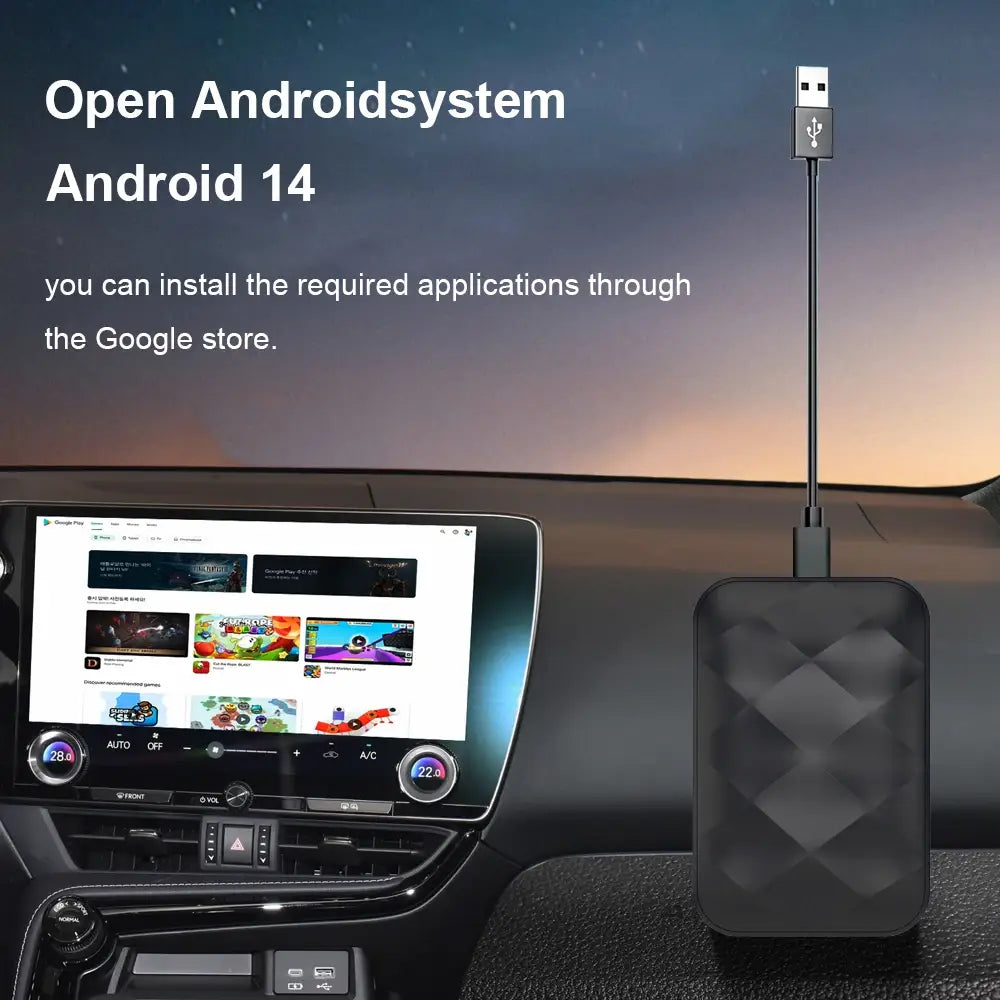 Acodo 2025 Android 14 3In1 CarPlay Ai Box Wireless Auto USB Adapter For Youtube Netflix Universal TV Plug And Play