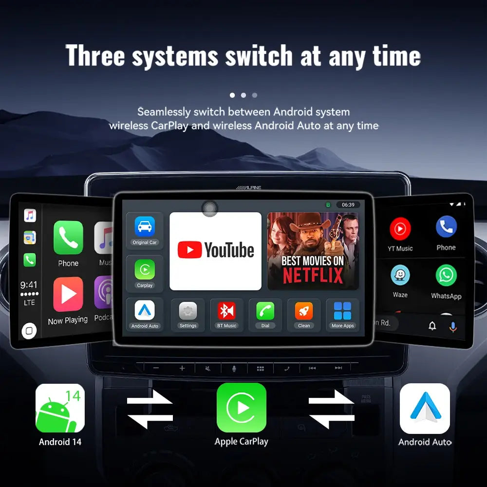 Acodo 2025 Android 14 3In1 CarPlay Ai Box Wireless Auto USB Adapter For Youtube Netflix Universal TV Plug And Play