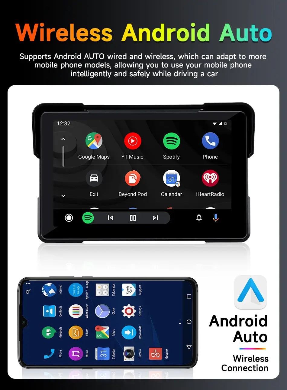 5/7 inch Carplay Motorcycle DVR Navigation GPS Wireless CarPlay Android Auto Airplay Display Screen Portable Moto