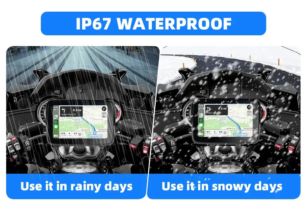 EKIY 5.0 inch Wireless CarPlay Moto Android Auto Portable Digital Motorcycle Dashboard GPS Navigation Display Screen