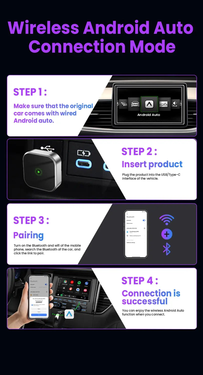 CarPlay Android Auto Wireless Adapter Plug And Play Bluetooth WiFi Connection For Kia Jeep Audi Volvo Peugeot Opel