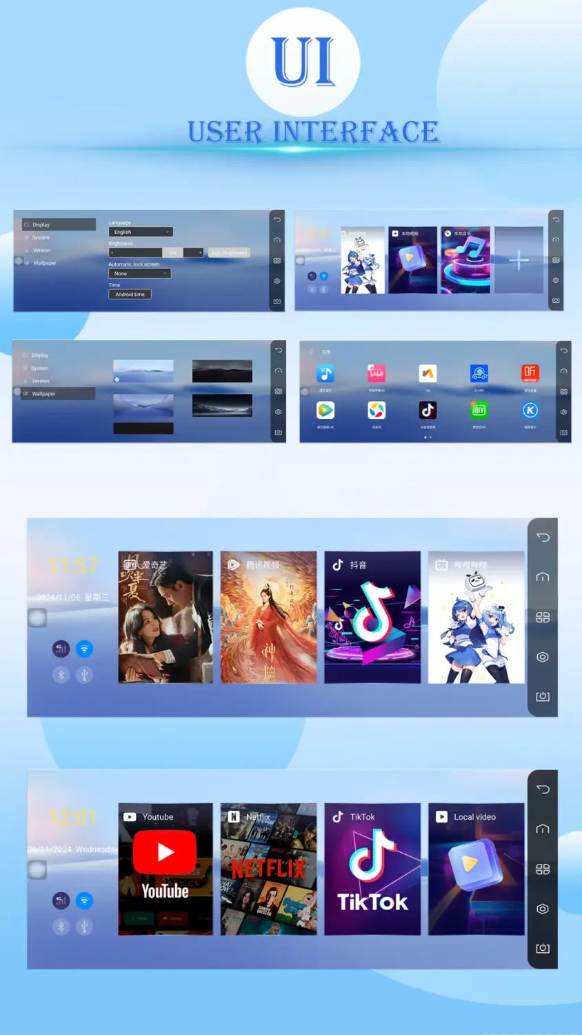 12.3 ’Jetour Traveler/Shanhai T2 Passenger Entertainment Screen Multimedia Player Touch 64GB Android 12 CarPlay Plug