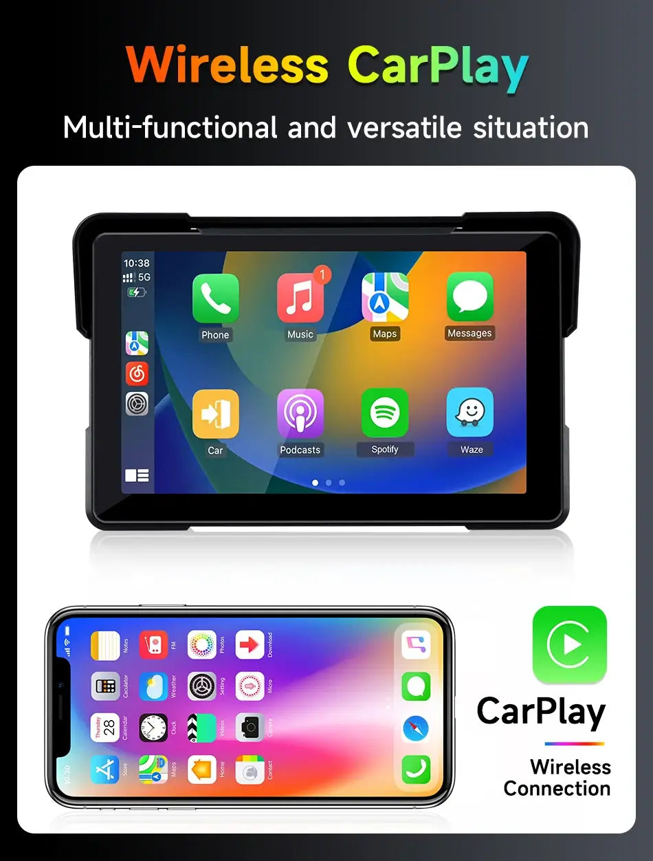 5/7 inch Carplay Motorcycle DVR Navigation GPS Wireless CarPlay Android Auto Airplay Display Screen Portable Moto