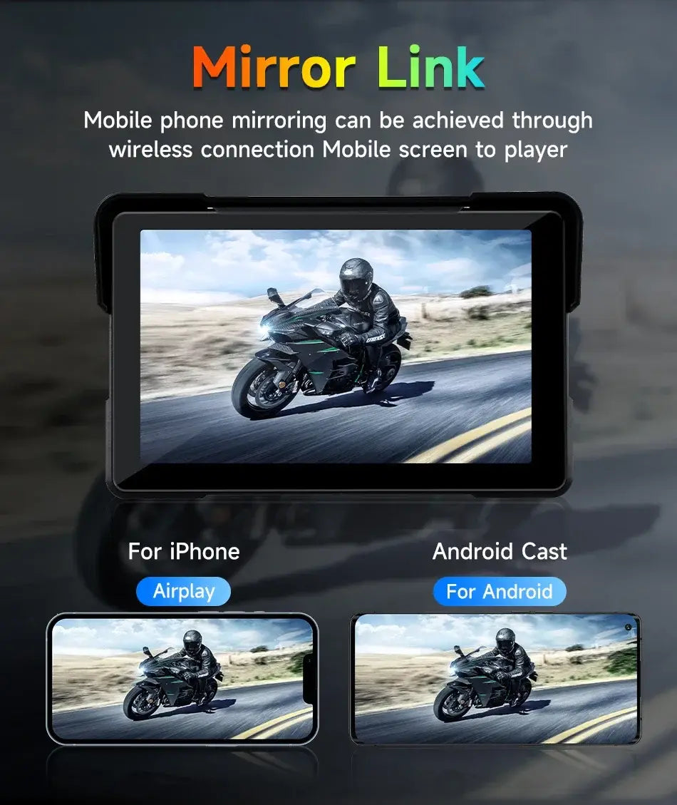5/7 inch Carplay Motorcycle DVR Navigation GPS Wireless CarPlay Android Auto Airplay Display Screen Portable Moto