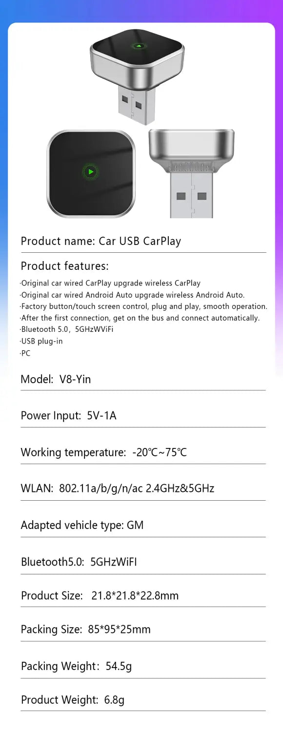 CarPlay Android Auto Wireless Adapter Plug And Play Bluetooth WiFi Connection For Kia Jeep Audi Volvo Peugeot Opel