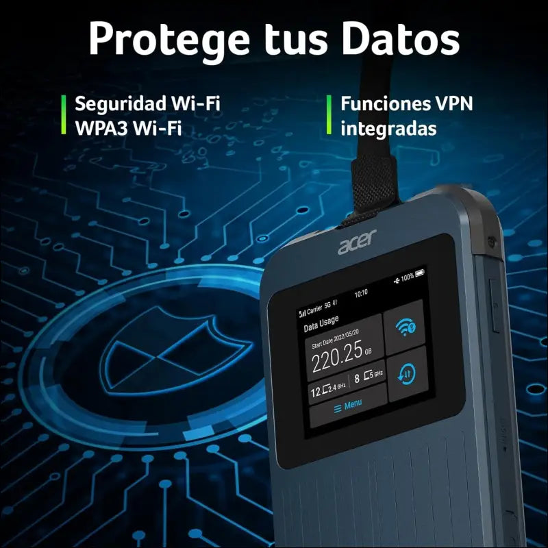 Acer Connect Enduro M3 WiFi Router with Sim 5G, Mobile Hotspot, Router WiFi 6 Dual Band, Octa Core 2.4 GHz, Display 2.4 Inch, NanoSim, USB 3.0 TypeC, MIL-STD-810H Certificate,...