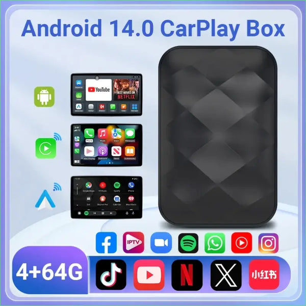 Acodo 2025 Android 14 3In1 CarPlay Ai Box Wireless Android Auto USB Adapter For Youtube Netflix Universal TV Box Plug And Play