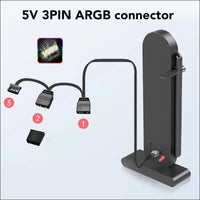 Adjustable Height RGB GPU Stand, 5V 3Pin Video Card Holder, anti Sag GPU Bracket for Universal Graphics Card Sag, Temperature Display GPU Stand with Magnetic Base