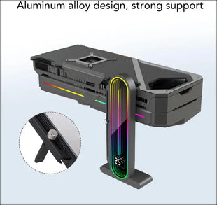 Adjustable Height RGB GPU Stand, 5V 3Pin Video Card Holder, anti Sag GPU Bracket for Universal Graphics Card Sag, Temperature Display GPU Stand with Magnetic Base