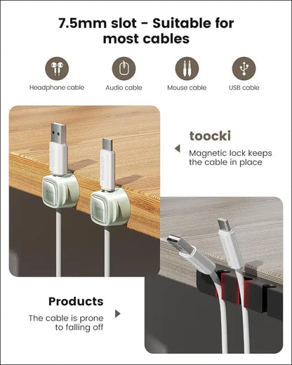 Adjustable Magnetic Cable Clips - Pack of 6