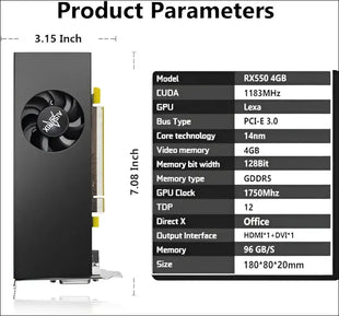 AISURIX RX 550 4GB Graphics Card LP GDDR5 128Bit Computer Video Card with HDMI/DVI Ports Directx 12 PCI Express 3.0 X8