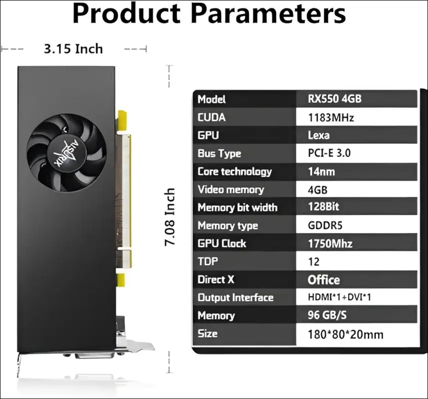 AISURIX RX 550 4GB Graphics Card LP GDDR5 128Bit Computer Video Card with HDMI/DVI Ports Directx 12 PCI Express 3.0 X8