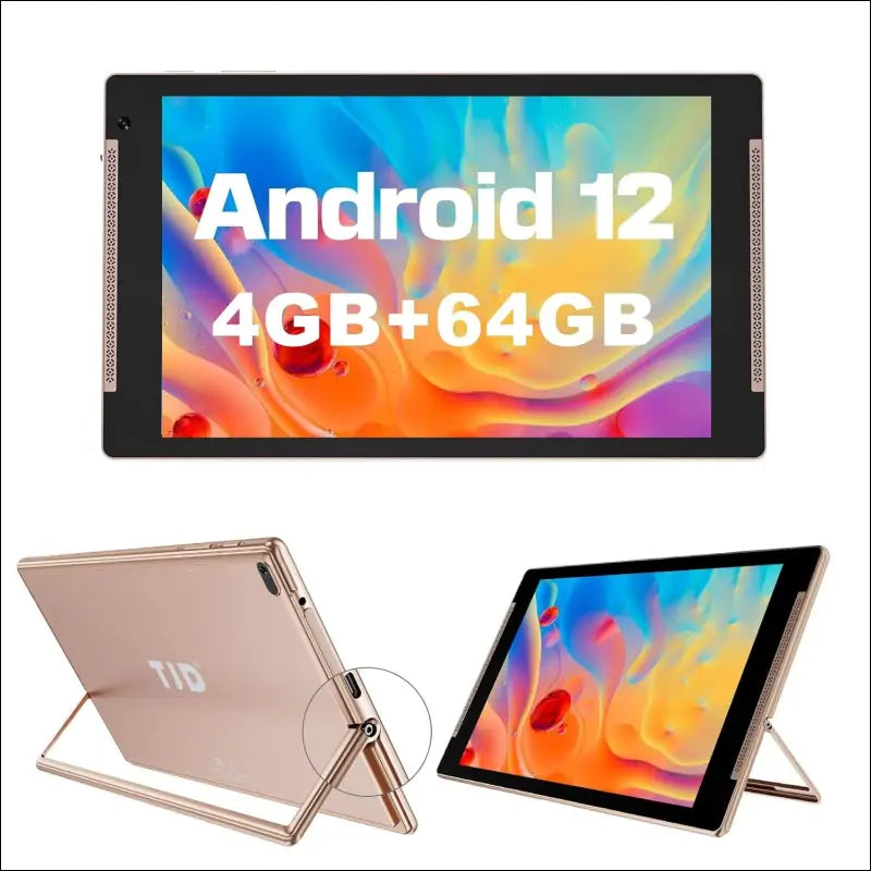 Android 12 Tablet, 10 inch Tablets, 64GB ROM 512GB Expandable Storage Tablets PC, FHD IPS Touch Screen, 6000mAh Battery, WiFi, Bluetooth, 8.0MP Camera, Google GMS (Gold)
