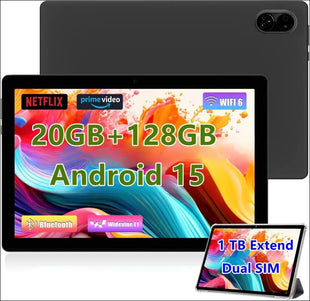 Android Tablet 10.1" inch, 4G LTE Dual SIM, 20GB RAM,256GB Storage,Supports Extend 1TB, IPS Touchscreen,Dual Camera,