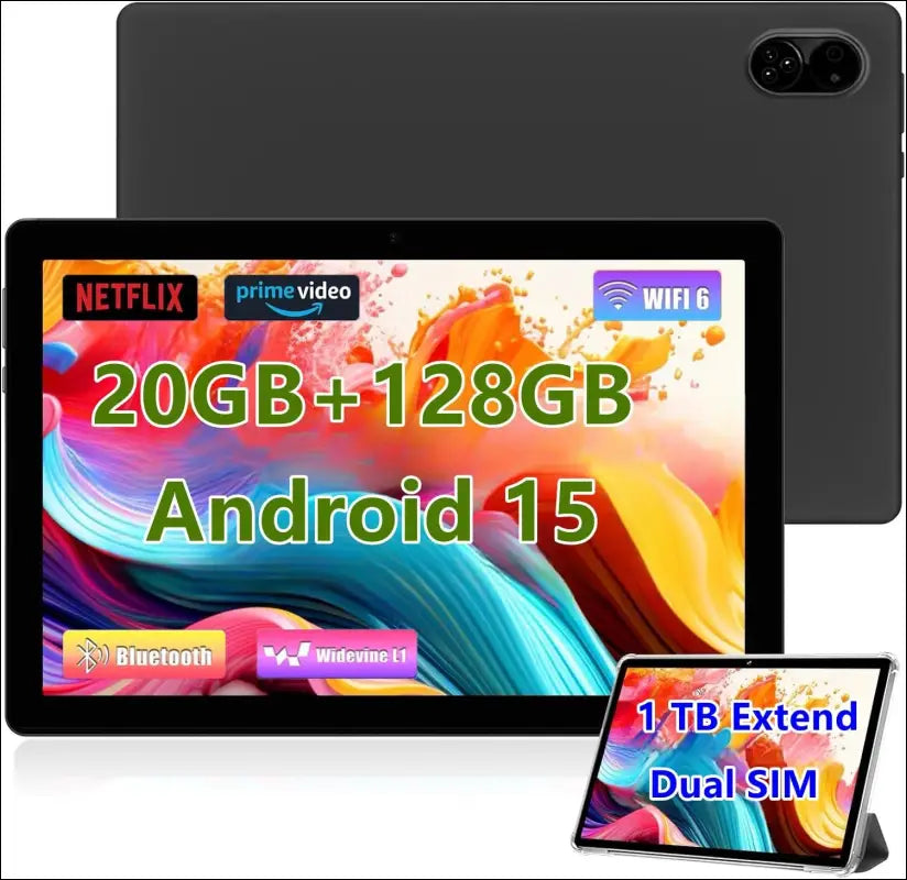 Android Tablet 10.1" inch, 4G LTE Dual SIM, 20GB RAM,256GB Storage,Supports Extend 1TB, IPS Touchscreen,Dual Camera, WiFi/WLAN/Bluetooth/GPS,TYD-109pro (Black, 256 GB)