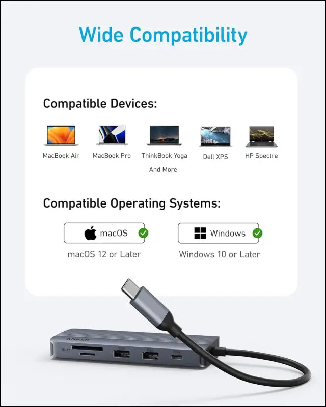 Anker 10-in-1 USB C Hub Dual-Display USB-C Docking Station 4K@30Hz HDMI Display 1080p VGA 100W Power Delivery 5 Gbps