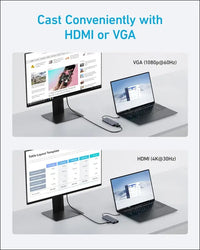Anker 10-in-1 USB C Hub Dual-Display USB-C Docking Station 4K@30Hz HDMI Display 1080p VGA 100W Power Delivery 5 Gbps