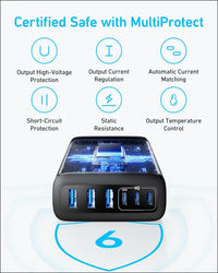 Anker Desktop Charger Fast Charging USB C Charger 112W Max 6-Port Charging Station for iPhone iPad MacBook Samsung