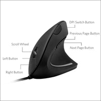 Anker Ergonomic Optical USB Wired Vertical Mouse 1000/1600 DPI 5 Buttons CE100 (Renewed) - Personal Computer