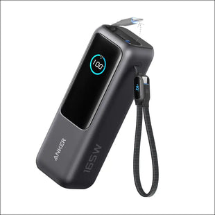 Anker Laptop Power Bank, 25,000mAh Portable Charger with Triple 100W USB-C Ports for Multi-Device Charging, Built-in and Retractable Cables,