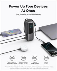 Anker Laptop Power Bank 25,000mAh Portable Charger with Triple 100W USB-C Ports for Multi-Device Charging Built-in