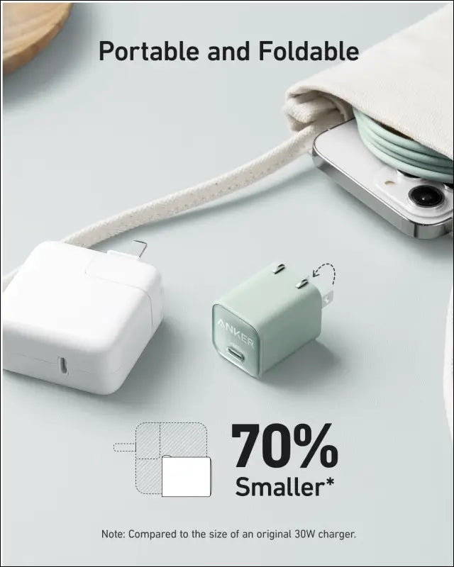 Anker Nano Charger USB C GaN Charger 30W PIQ 3.0 Foldable PPS Fast Charger for iPhone 16 / 15 and more series Galaxy