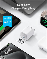 Anker Nano Charger USB C GaN Charger 30W PIQ 3.0 Foldable PPS Fast Charger for iPhone 16 / 15 and more series Galaxy