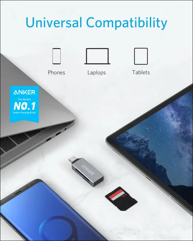 Anker SD Card Reader 2-in-1 USB C Memory Card Reader for Digital Camera SD Card Viewer with Dual Slot for SDXC SDHC SD