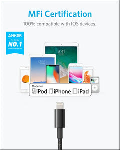 Anker USB A to Lightning Cable(6FT 2Pack) MFi Certified Nylon USB to Lightning Cord for iPhone 14/13/12/11 Pro/11/XS