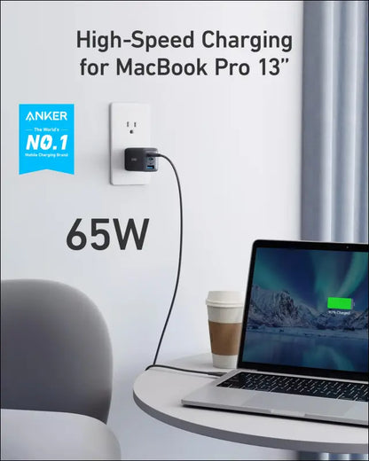 Anker USB C Charger (Nano 65W) PPS 3-Port Fast Compact Foldable USB C Charger Block for MacBook iPad Pro Galaxy S24