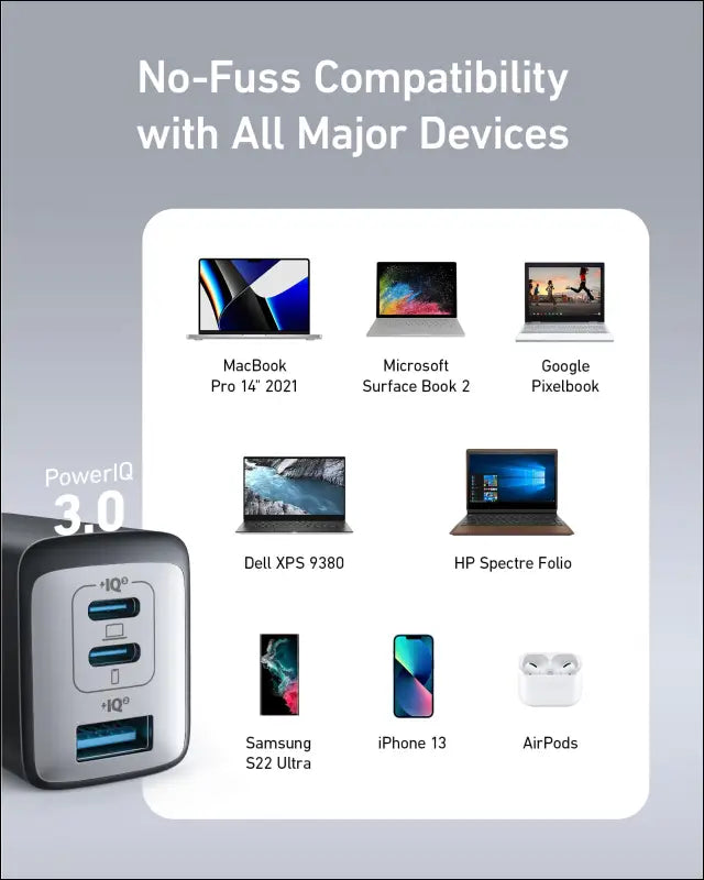 Anker USB C Charger (Nano 65W) PPS 3-Port Fast Compact Foldable USB C Charger Block for MacBook iPad Pro Galaxy S24