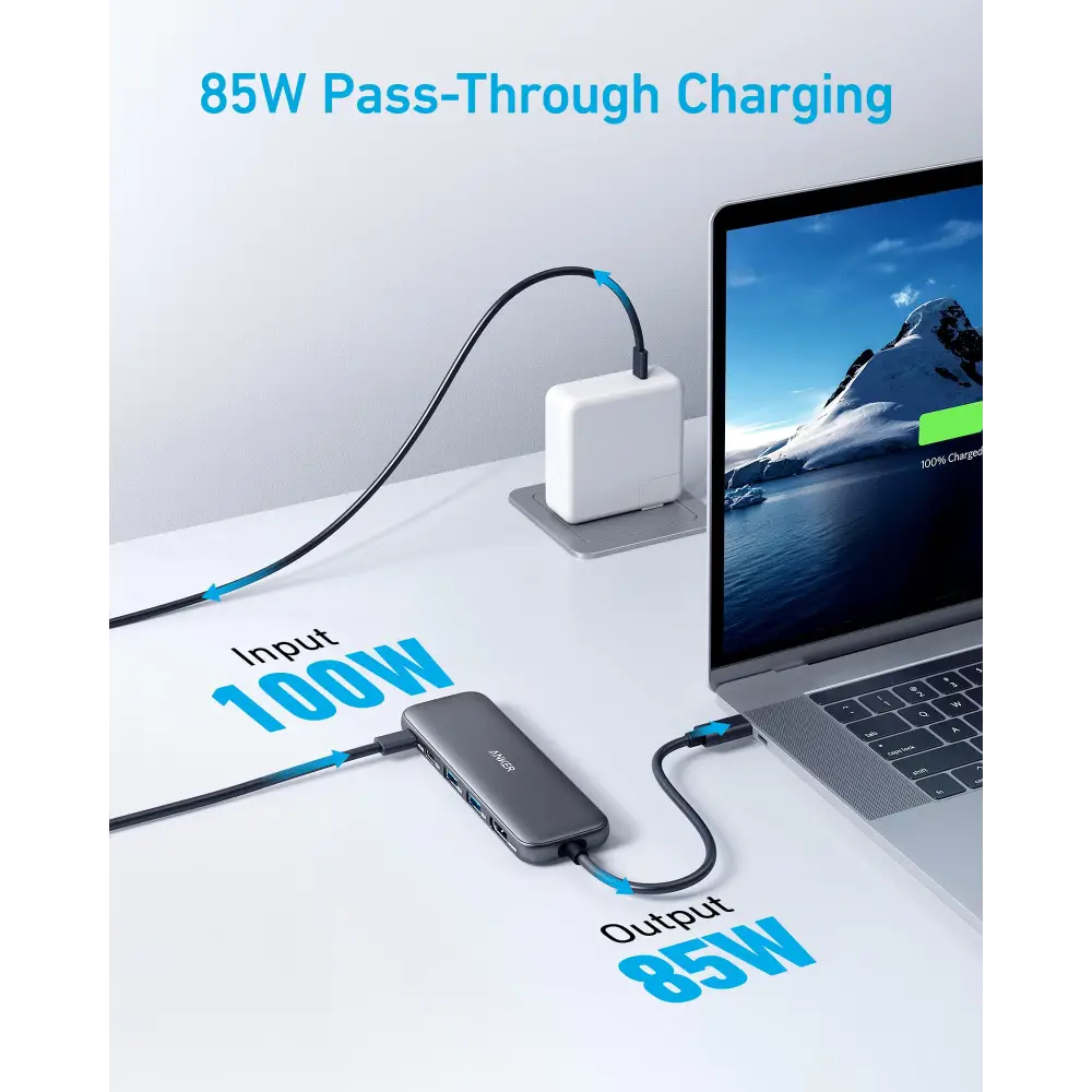 Anker USB C Hub 5-in-1 USBC to HDMI Splitter with 4K Display 1 x Powered USB-C 5Gbps & 2×Powered USB-A 3.0 5Gbps Data