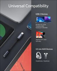 Anker USB C to 3.5mm Audio Adapter Male to Female Nylon Cable for Samsung S20/S20 + /S20 Ultra Pixel 4/ + 4XL and More