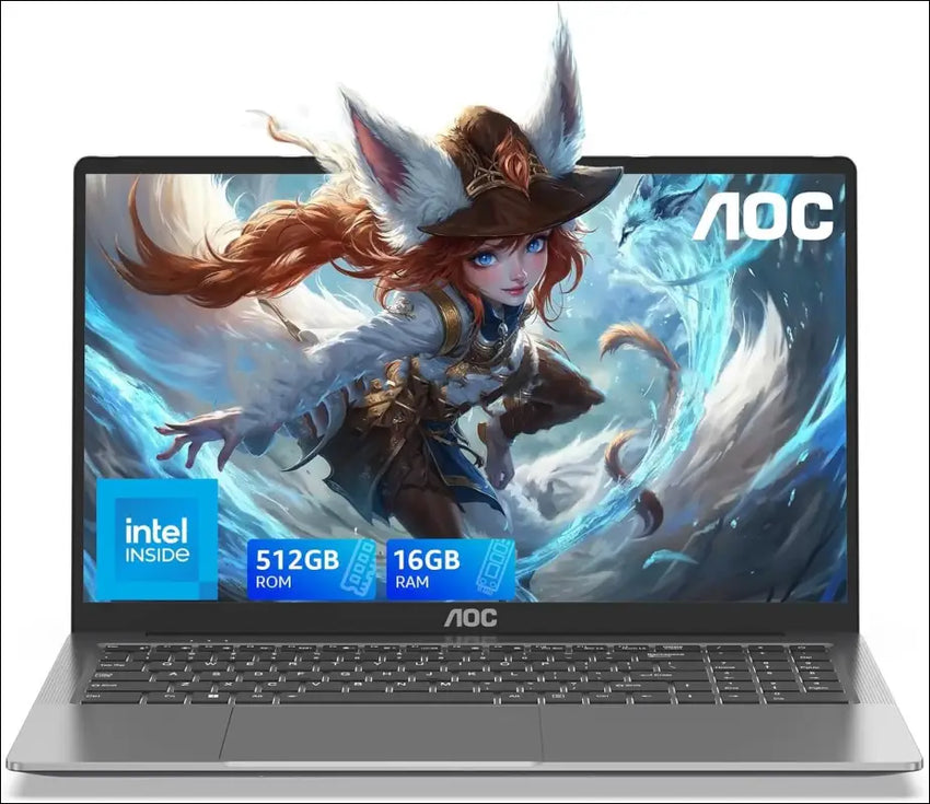 AOC Laptop 15.6 inch, 16 GB DDR4.512 GB SSD (Supports Extension 2 TB), Notebook Gaming, Metal housing, 180° Folding, HDMI, WiFi