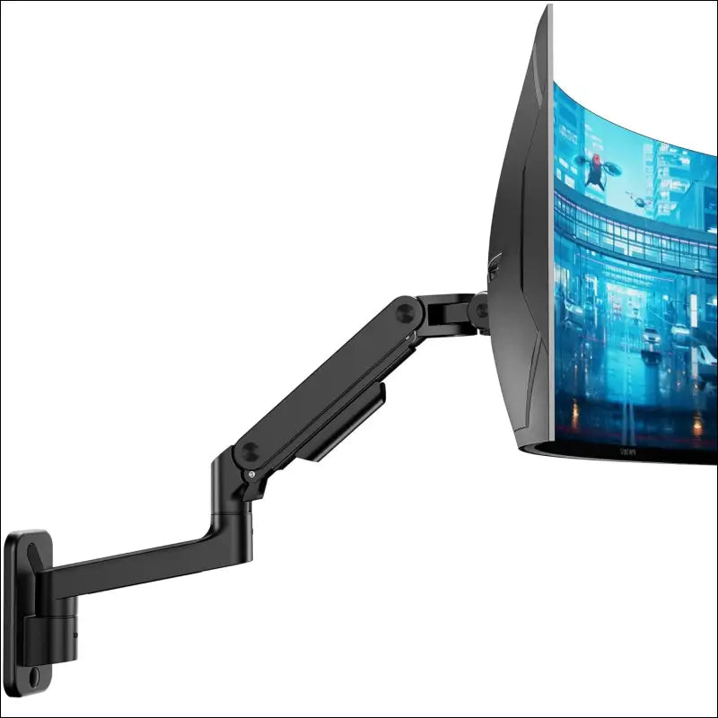 ARES WING Wall Mounted Monitor Arm with Fully Adjustable Gas Spring, Portable up to 20kg, for 17-49" Ultrawide Monitors, Single Monitor Mount, 75/100 VESA Mount, White
