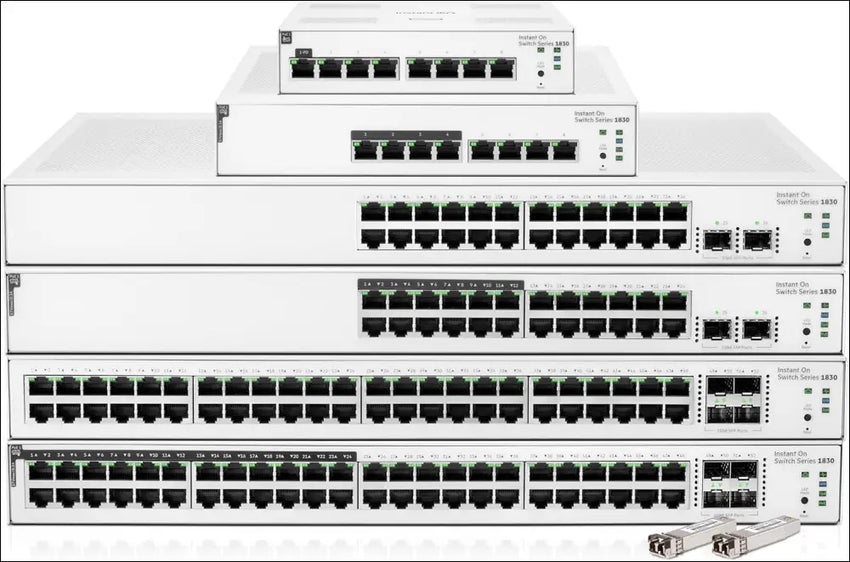 Aruba Instant on 1830 8-Port Gb | 4-Port Class 4 Poe Smart Switch (65W) - 8X 1G | Fanless | EU Europe Cord (JL811A#ABB)