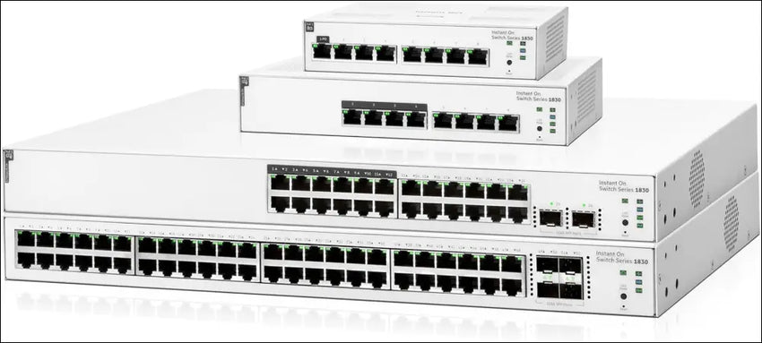 Aruba Instant on 1830 8-Port Gb | 4-Port Class 4 Poe Smart Switch (65W) - 8X 1G | Fanless | EU Europe Cord (JL811A#ABB)