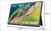ARZOPA Portable Monitor, 14.0 Inch 1920 x 1080 FHD IPS Portable Monitor for Laptop with Single Rod, Supports HDMI/Type-C/USB-C, Eye Protection Gaming Screen for...