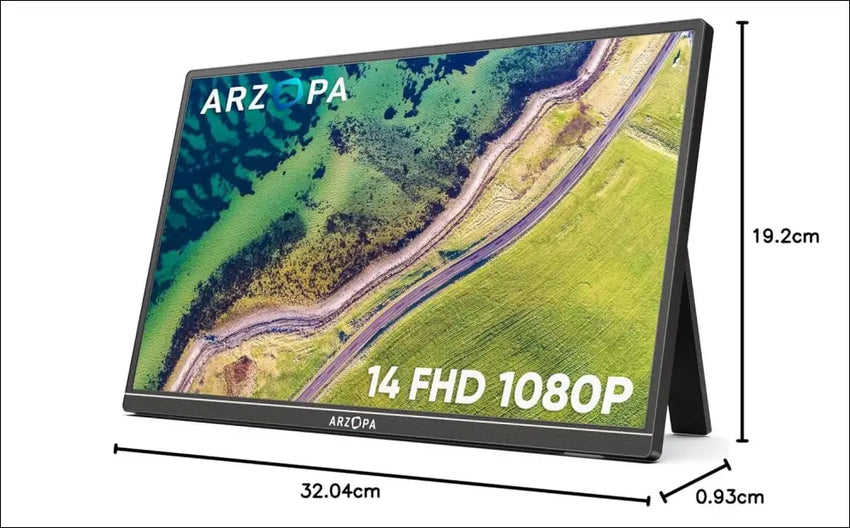 ARZOPA Portable Monitor, 14.0 Inch 1920 x 1080 FHD IPS Portable Monitor for Laptop with Single Rod, Supports HDMI/Type-C/USB-C, Eye Protection Gaming Screen for...